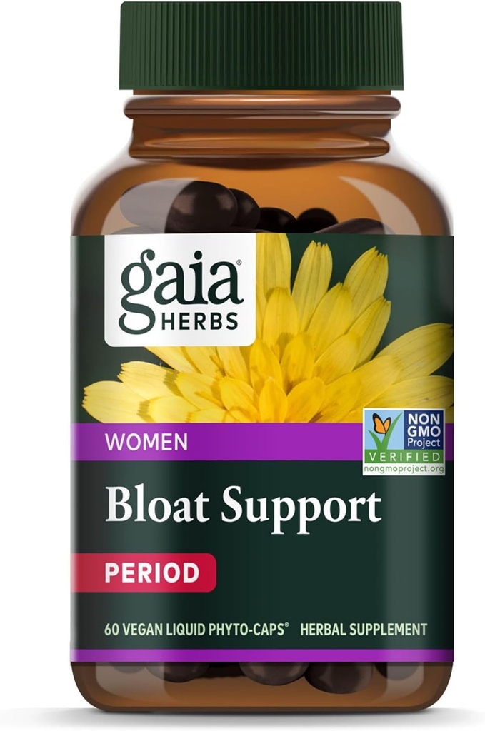 Gaia Herbs Bloat Support - Suplemento de Salud de las Mujeres para apoyar Bloating " Digestion - Hecho con la hoja de Dandelion, Burdock Root, Horsetail " Más - 60 cápsulas Vegan (30 servidos)