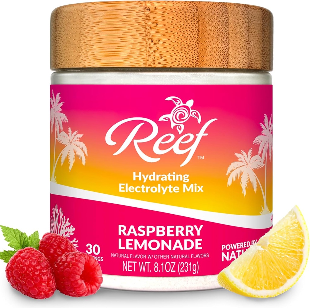 Polvo electrolítico hidratante - Hidratación con electrolitos de la naturaleza + fruta real - limonada de frambuesa, azúcar sin agregado, 5 electrolitos clave + vitaminas, minerales de traza, 30 piezas