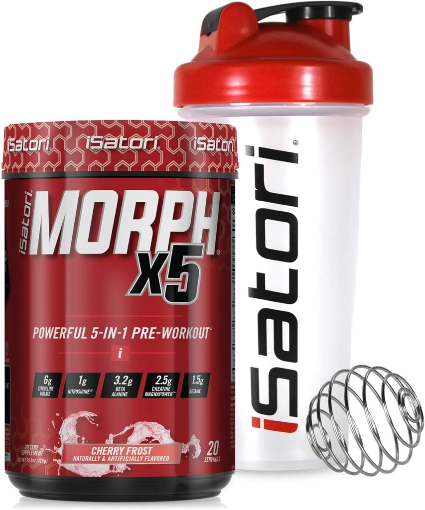 iSatori Morph Xtreme Intenso Pre Workout - Bombsicle (20 Servings) Botella Classic Blender (Clear Bottle with Red Top)