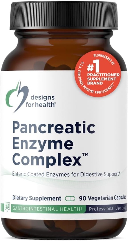 Diseños para Complejo de Enzimas Pancreáticas de Salud - Enzimas Digestivas + Suplemento Bromelain - Apoyo Digestión + Salud Gut - Capsule de liberación retrasada con Enzyme Pancreático, Bile Ox (90 cápsulas)