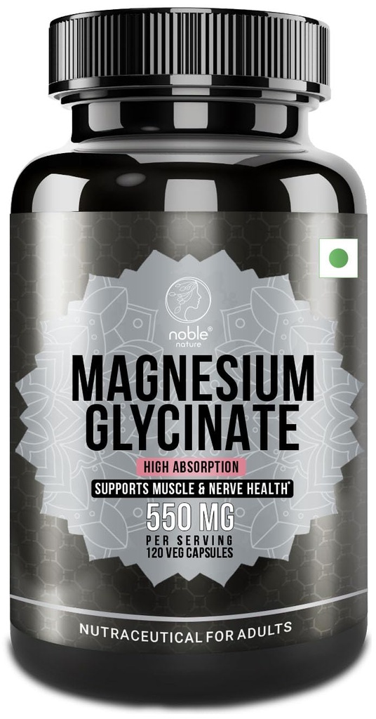 Alta Absorción Magnesio Glycinate 550mg - 120 Veg Capsules - 4 meses de suministro