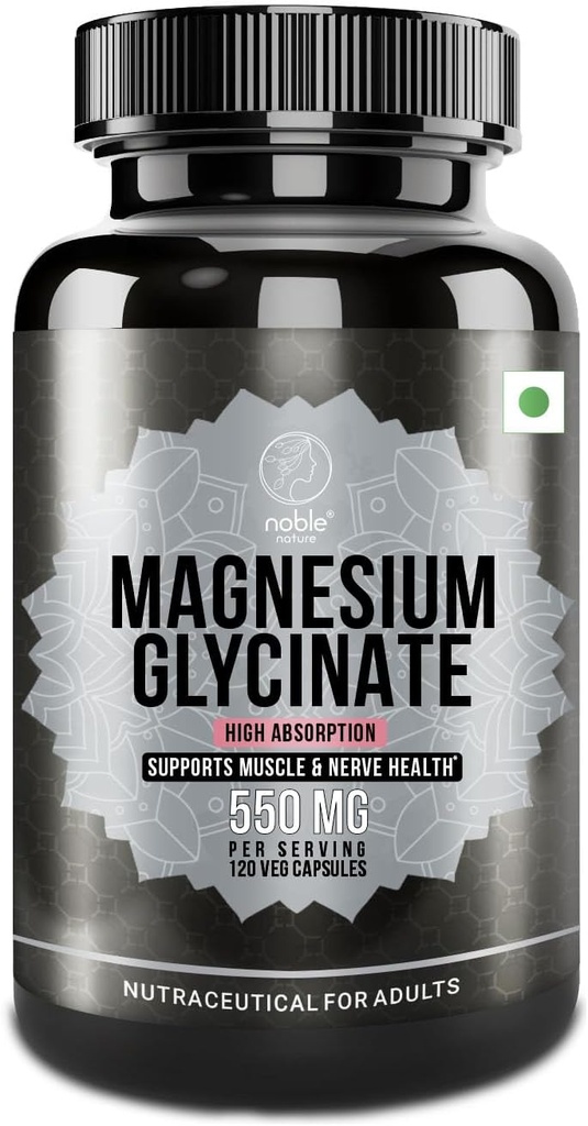Alta Absorción Magnesio Glycinate 550mg - 120 Veg Capsules - 4 meses de suministro