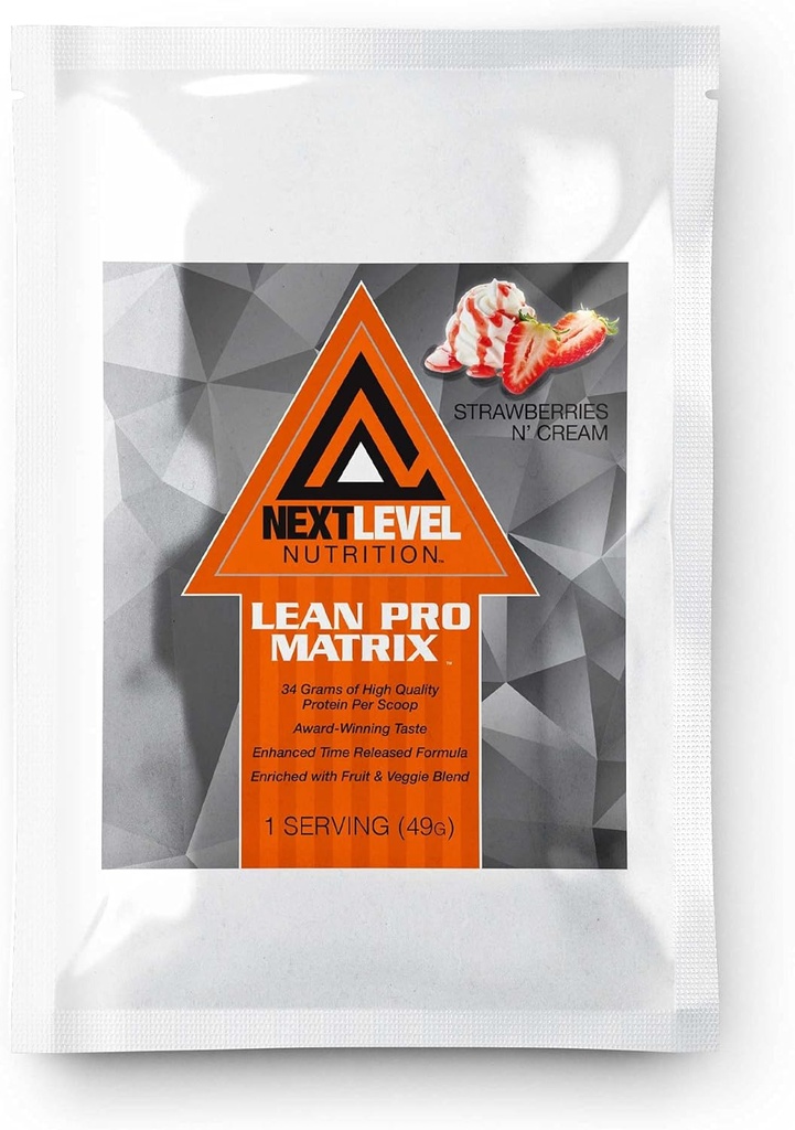 Lean Pro Matrix Protein Travel Packs by Next Level Nutrition ← Strawberries and Cream ← 7 Day Supply Single Servings