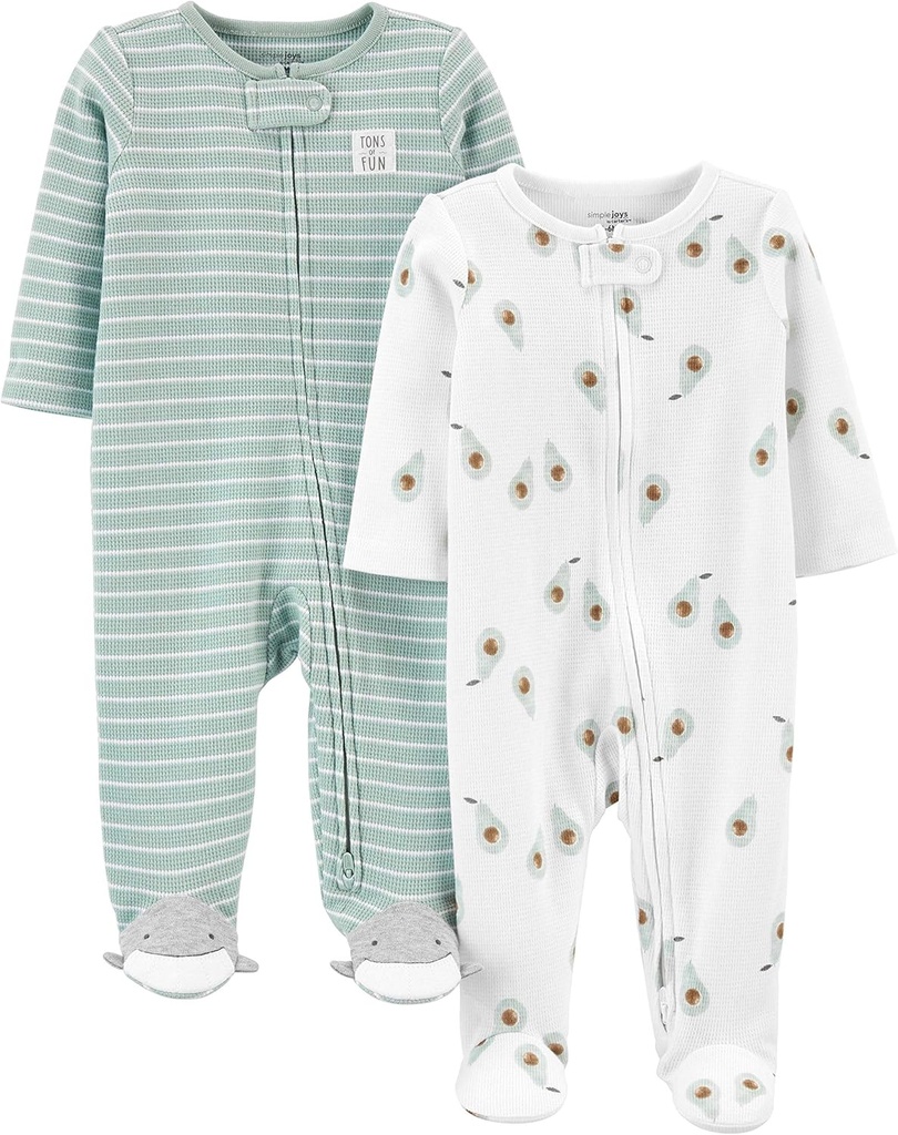 Joyas simples de Carter unisex-baby 2-way Zip Thermal Footed Sleep and Play, Pack of 2