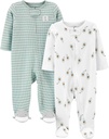 Joyas simples de Carter unisex-baby 2-way Zip Thermal Footed Sleep and Play, Pack of 2