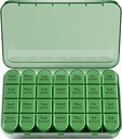 Odaro Weekly Pill Organizer 4 Times a Day, Daily Pill Box 7 Day, Large Travel Pill Case with 28 Compartment to Hold Medicine, Vitamin and Supplement - Full Olive