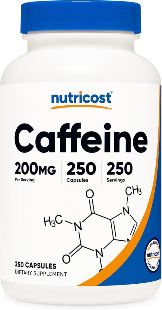 Nutricost Caffeine Pills, 200mg Por Serving (250 Caps)