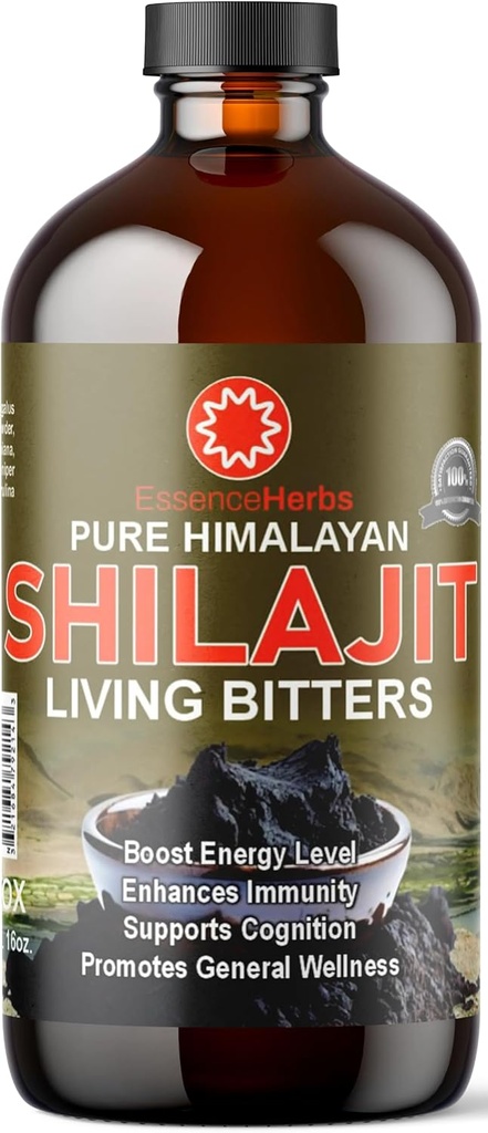 Essence Herbs Shilajit Bitters Liquids Made with Shilajit, Moringa, Black Seed, " More (Pack of 1)
