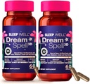 Dream Spell 3D Natural-Based Sleep Aid - Soothes an Alert Mind, No Next-Day Grogginess- Fórmula innovadora con 3Mg Melatonin, GABA, Hops - Noches relajantes, mañanas reformadas - 120 cápsulas