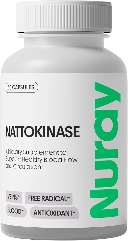 Nuray Nattokinase 150 mg, 20,000 FU por Serving – Apoya la Circulación Saludable y Función Vascular, 60 cápsulas vegetarianas
