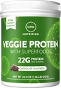 MRM Nutrition Veggie Protein with Superfoods | Chocolate Flavored | 22g Complete Protein | Over 8.8g Essential Amino acids | 13 superfoods | with Omega 3s and Omega6s | Keto Friendly | 30 Servings