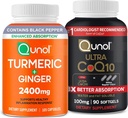 Qunol CoQ10 &amp; Turmeric: Turmeric Curcumin, 2400mg, 105 Capsules &amp; Ultra CoQ10 100mg, 90 Softgels