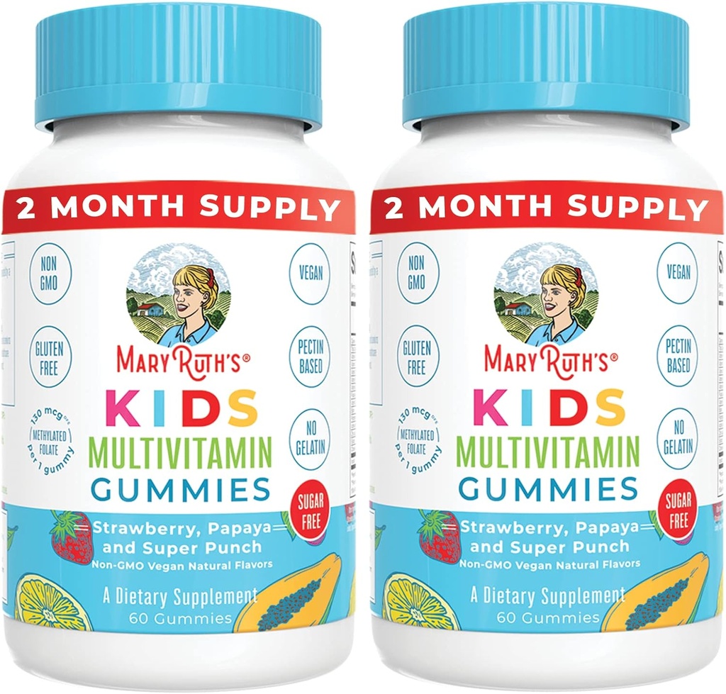 MaryRuth Orgánicas Niños Gummies Multivitamínicos TENIDO 2 Mes de Suministro TENIDO Sugar Gratis TENIDO Kids &amp; Toddlers Edades 2+ TENIDO Vitaminas Esenciales C, D3, Zinc ANTE 60 Conteo Ø 2 Pack