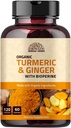 Ginger tormérico con pimienta negra > jengibre 1000 mg 120 cápsulas  sometida Turmeric y suplemento de jengibre con 95% de Curcuminoides ← suplemento de fuerza adicional permanente Apoyo conjunto Suplemento No.