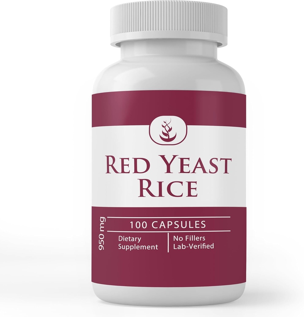 Ingredientes originales puros Extracto de arroz de levadura roja, (100 cápsulas) Siempre puro, sin aditivos ni artillería, Lab Verificado (100 cápsulas)