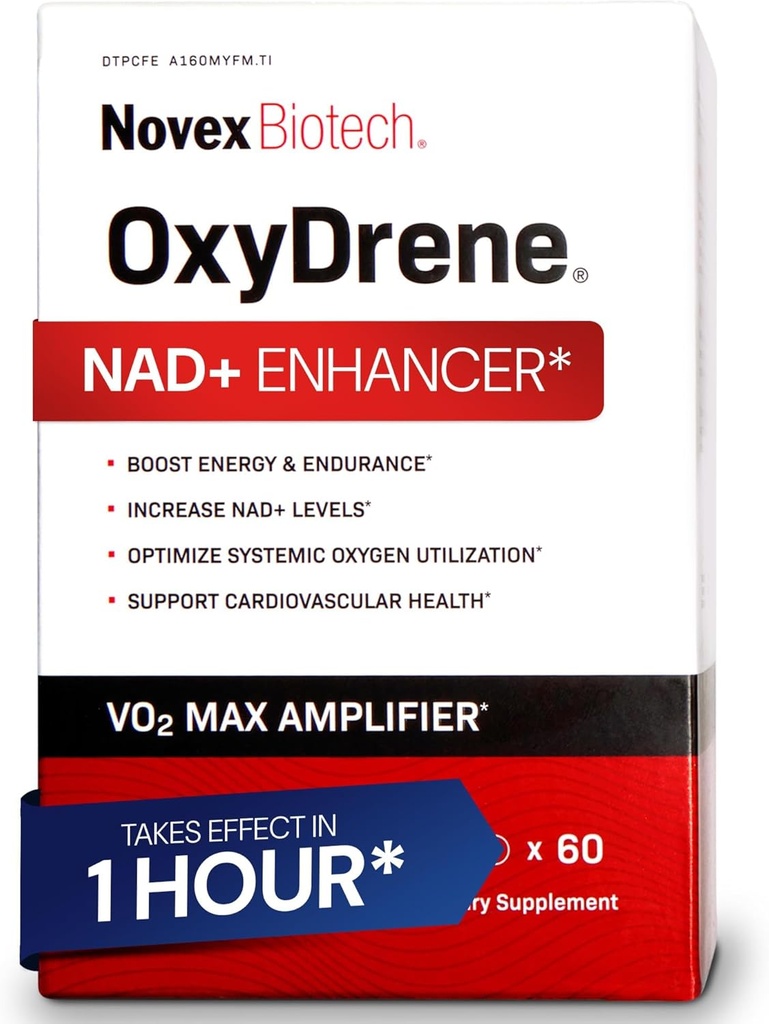Novex Biotech Oxydrene NAD+ Enhancer - Natural Supplement Promoting Metabolism and Cardiovascular Support for Men and Women - (60 Capsules)