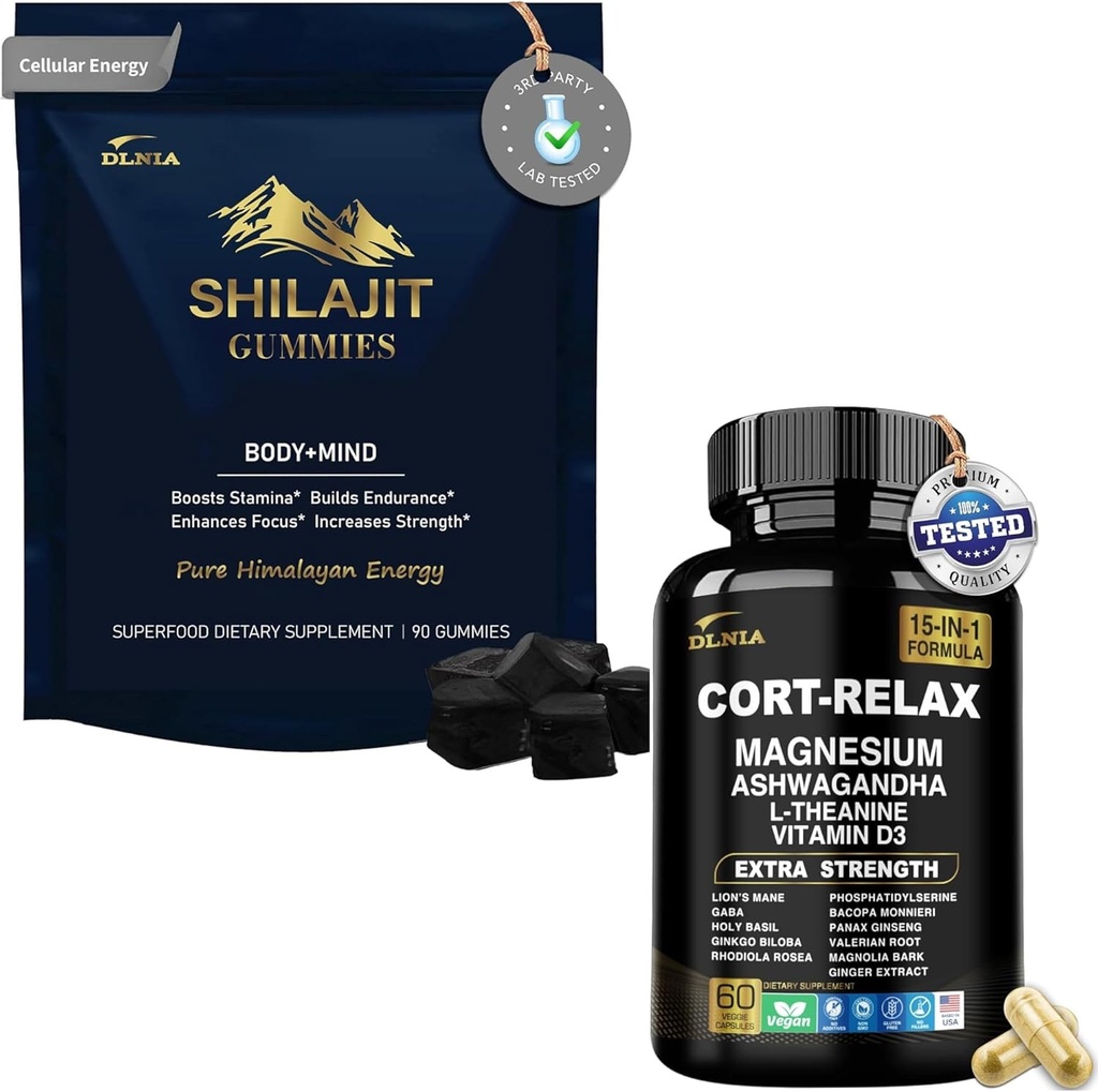 Shilajit Ashwagandha Gummies &amp; Magnesium Calm Supplement Duo
