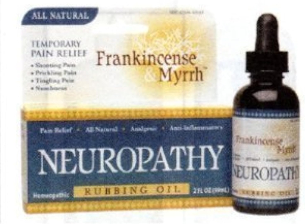 Frankincense &amp; Myrrh Neuropathy Rubbing Oil 2 oz. (Pack of 2) Embalaje mayo Vary
