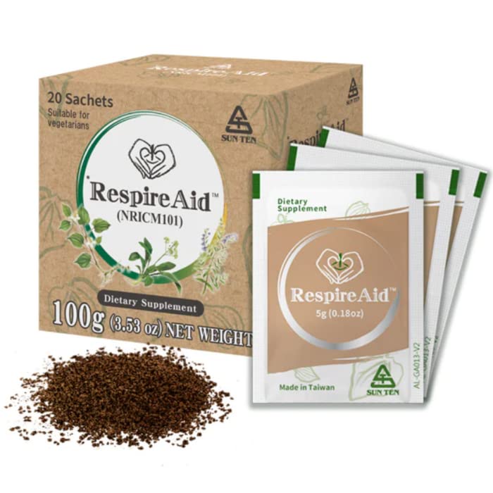 SUNTEN RespireAidTM All-Natural Lung Cleanse & Detox. Contiene propiedades naturales herbales para apoyar la función pulmonar saludable " Respiración. 100g (20 sachets); 5g por Sachet