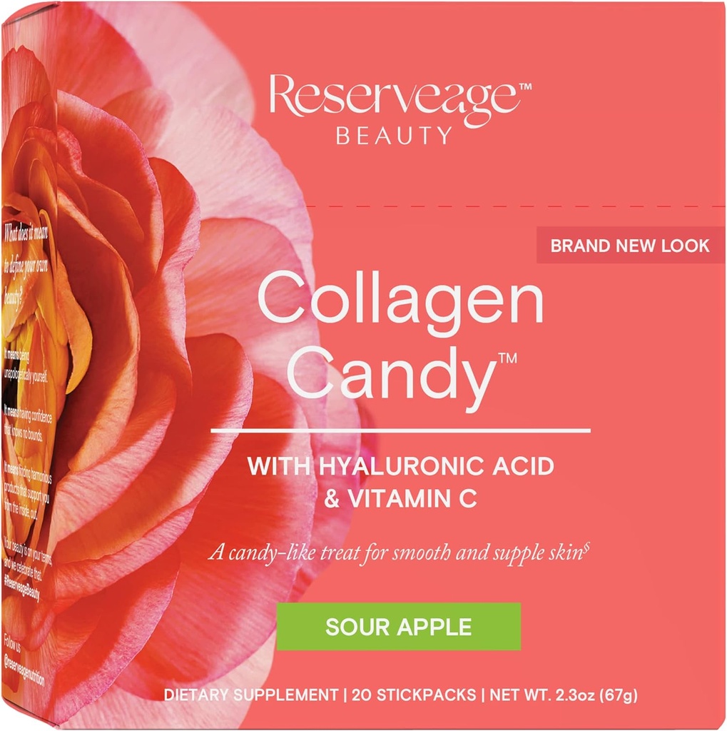 Collagen Nutrition Collagen Candy, Collagen Supplement for Skin Care, Hair Growth, Collagen Booster for Nail Care, Supports Elastin Production, Paleo y Keto, Sour Apple, 2.3 Ounces (20 Servings)
