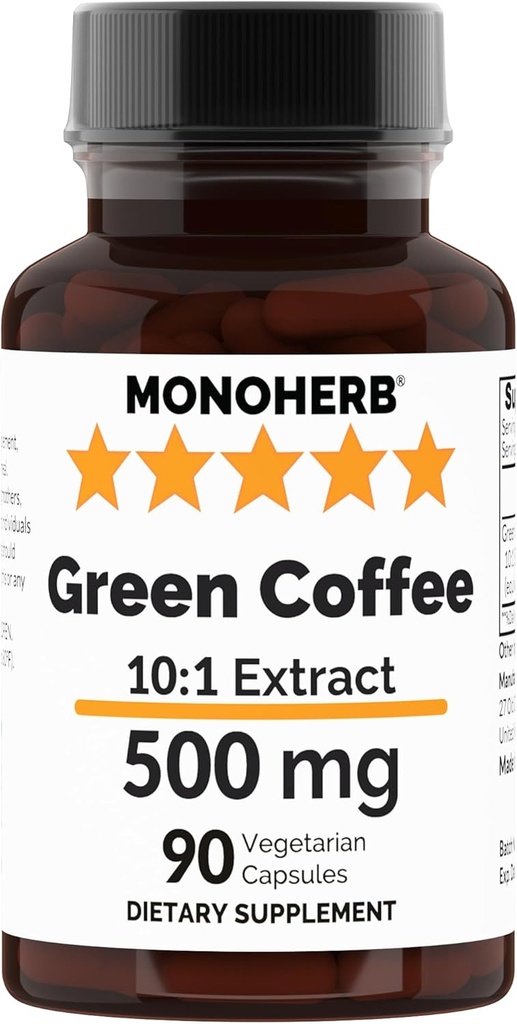 MONOHERB Green Coffee Extract 500 mg - 90 cápsulas vegetarianas