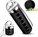 TaroKitc Metal semanal Pill Organizer, Aleación de aluminio de estilo caja de viaje, caja de píldoras diarias impermeables, 7 días de medicina Holder con gran participación para la vitamina, aceite de pescado, suplemento (negro)