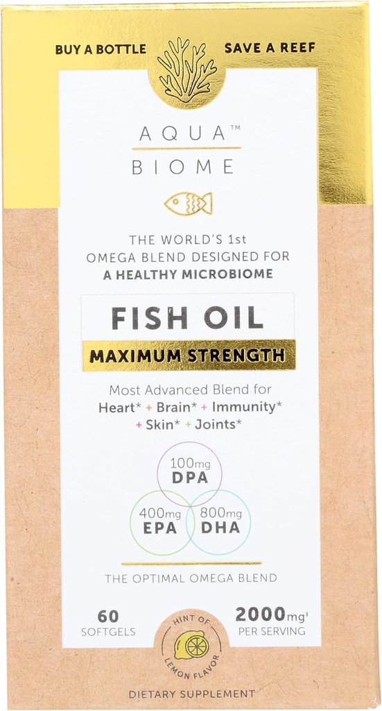 Enzymedica Aqua Biome, máxima fuerza, Lemon, Omega 3 Fish Oil, 60 Softgels