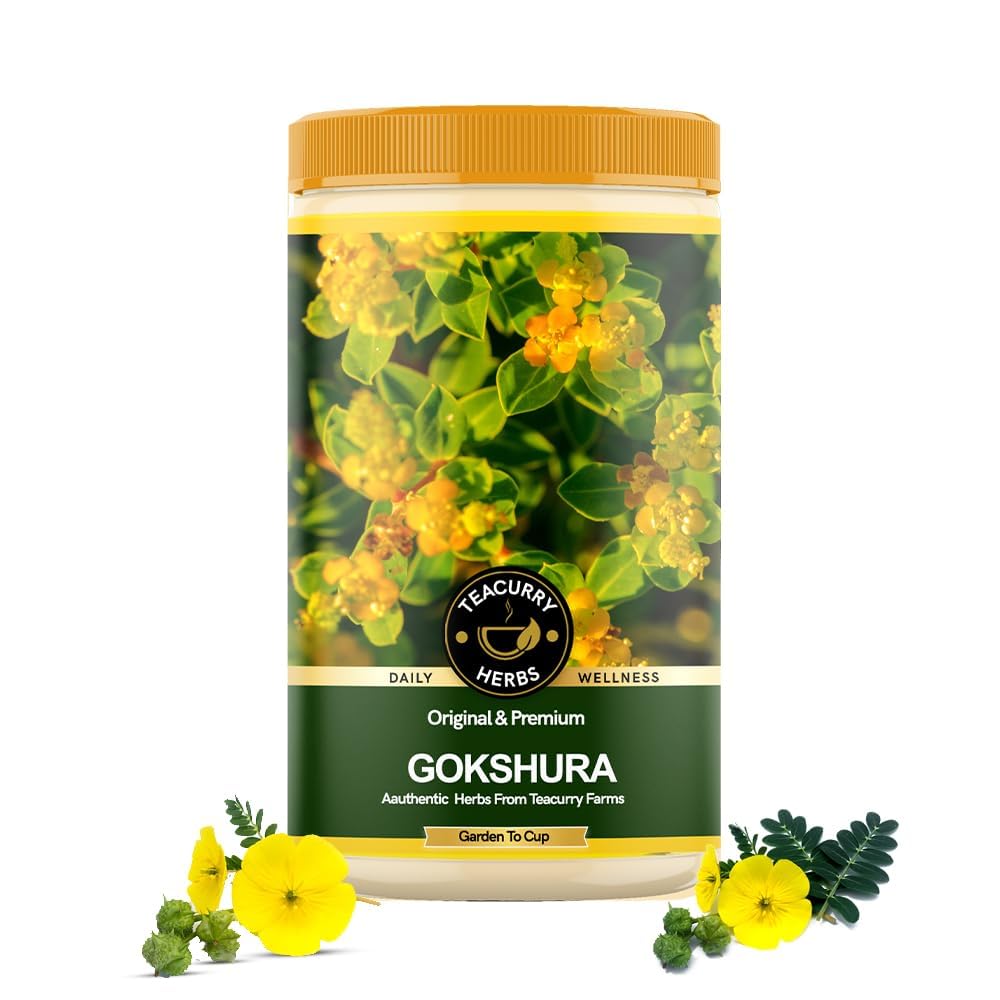 TEACURRY Gokshura (125 Gram Pack) - Ayuda a Boost Energy &amp; Vitality, apoya el bienestar del riñón promueve el bienestar general - Chota Gokhru
