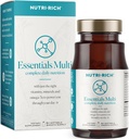 Nutri-Rich Essentials Multi ← Multivitamina con aceite de pescado Omega-3 para hombres y mujeres, apoya la energía, la salud inmune, vitamina A, C, D3, E, K2, y Zinc, non-GMO, Gluten Free (60 Conteo)