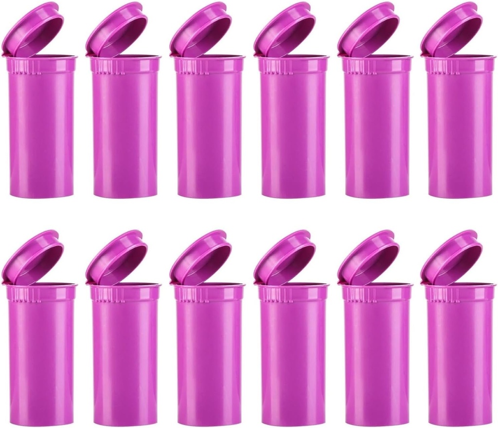12 Pack Empty Plastic Pill Bottles with Caps, Airtight Multi-Purpose 13 Contenedor de Píldora de Dibujos con Top Caps Pop para Medicamentos, Suplementos, o cualquier artículo pequeño (Grape Opaque)