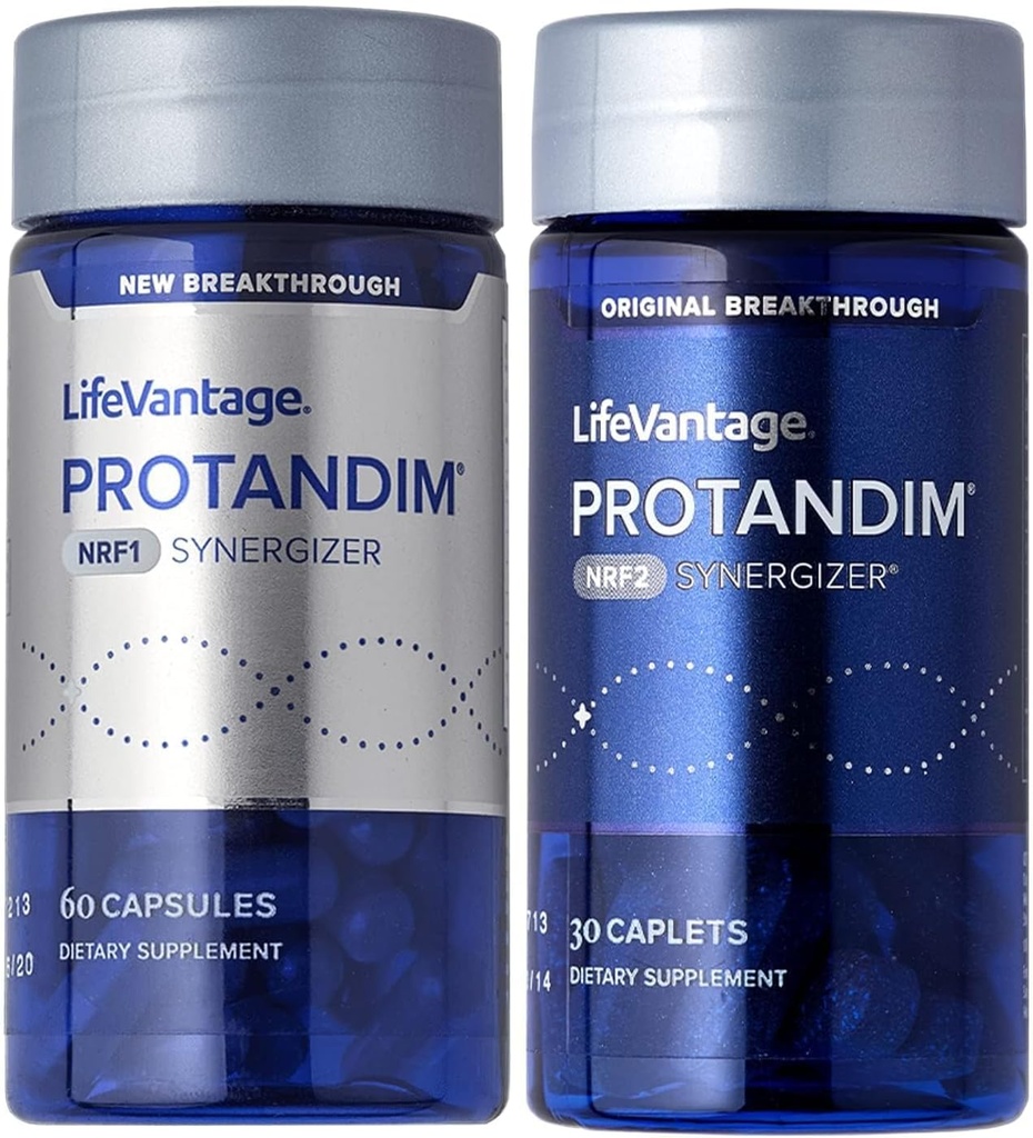 LifeVantage Protandim Dual Synergizer, NRF1 (60 Caps) + Nrf2 (30 Caps) Activadores, envejecimiento saludable, antioxidante, energía celular, salud cardiaca, Ashwagandha, Turmeric, CoQ10