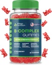 Vitamina B Complejo Gummies para Adultos, B Complejo Suplemento Vitamina para Mujeres y Hombres, B Vitaminas Complejo Gummies para Energía y Salud Cerebro, Sabor de Fresa Natural, 60 Condes