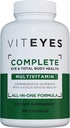 Viteyes completo ojo & total salud corporal Suplemento nutricional multivitamínico, 180 cápsulas