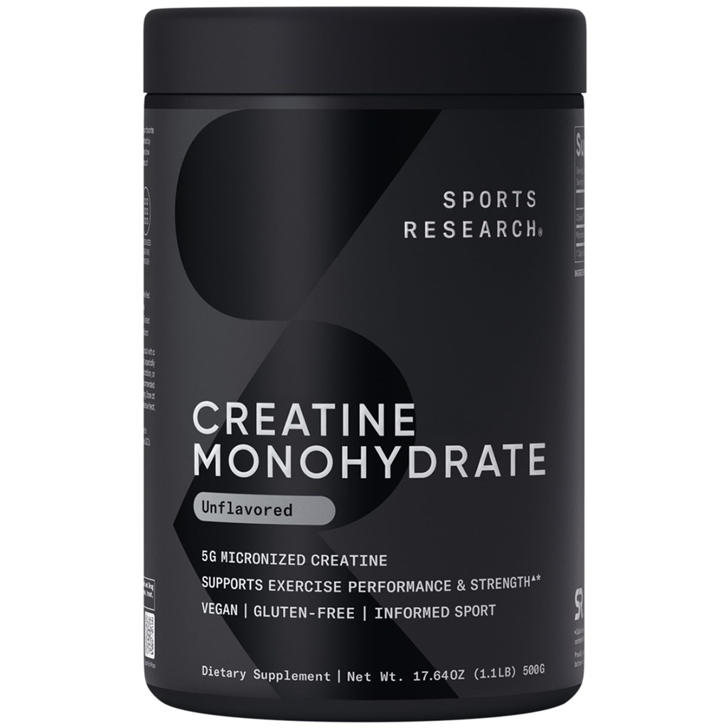 Investigación Deportiva Monohidrato de Creatina - Ganar el músculo magro, mejorar el rendimiento y la fuerza y la recuperación de entrenamiento de apoyo* - 5 g Cretina Micronizada - 17.46 oz