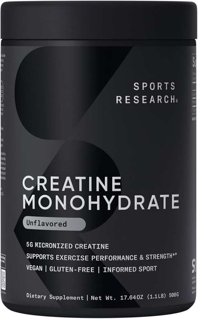 Investigación Deportiva Monohidrato de Creatina - Ganar el músculo magro, mejorar el rendimiento y la fuerza y la recuperación de entrenamiento de apoyo* - 5 g Cretina Micronizada - 17.46 oz