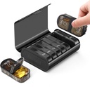 Zannaki Metal XL Weekly Pill Organizer 2 Times a Day, Large Travel Daily Pill Box 7 Day, Portable Week Twice Pill Holder Container, AM PM Pill Case for Medicine Vitamin Medication Supplement, Black