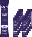 Som Sleep, Restful Sleep Powder Drink Mix w/Melatonin, Magnesium, Vitamina B6, L-Theanine & GABA – Vegan, Zero Sugar, Keto Friendly – Cherry, 10-Pack