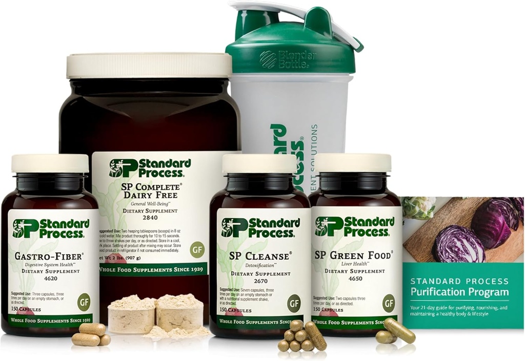 Standard Process Purification Product Kit con SP Complete Dairy Free y Gastro Fiber - 21-Day Detox for Healthy Body Maintenance - Vegan, Gluten-Free &amp; Non-Dairy - 1 Kit