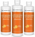 Dr. Mercola Liquid Liposomal Vitamina C - Antioxidante &amp; Immune Support Supplement - Incluye Vitamina E - GMO-Free, Gluten-Free &amp; Soy-Free - Citrus Vanilla Flavor - 450 mL (30 Servimientos) - 3 Pack