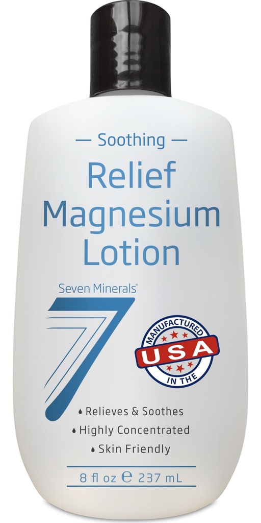 Siete Minerales Loción de magnesio para el sueño, calmante " Relajación - Magnesio altamente concentrado para mejor sueño, pies " Cuidado conjunto. Loción no-grande con ingredientes amigables de la piel - 8 fl oz