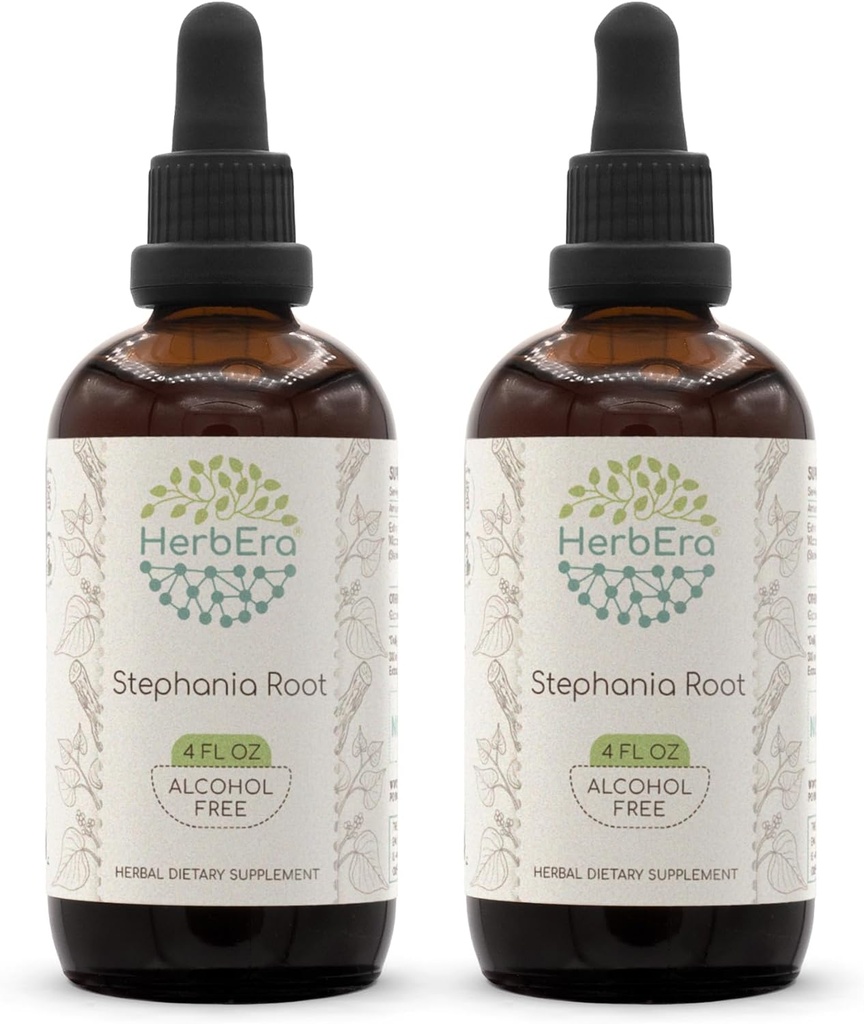 HerbEra Stephania Root B120(2pcs) Extracto herbario libre de alcohol Tintura, gotas líquidas concentradas Natural Stephania Root (Stephania Tetrandra) Root seco (2x4 fl oz)