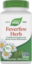 Camino de la Naturaleza Feverfew Herb, Apoyo Tradicional para la Relajación de los vasos sanguíneos*, 380 mg por Serving, Proyecto No-GMO Verificado, 180 cápsulas Vegan Feverfew (Paquete May Vary)