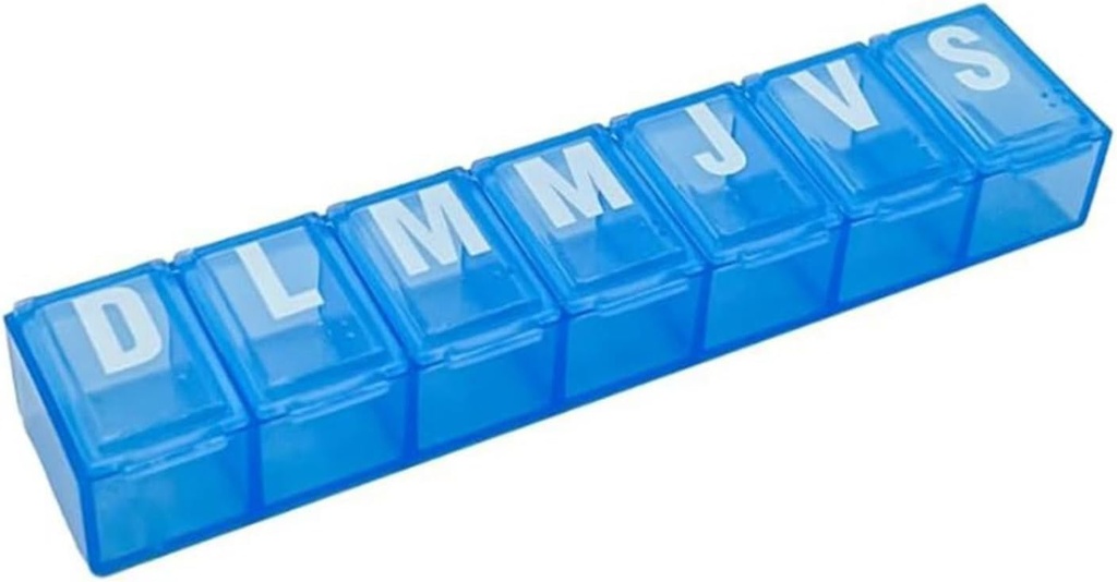 EZY DOSE Organizador semanal (7 días), Planificador de Vitaminas y Caja de Medicina, Pequeños Compartimientos, Color May Vary, Piezas de Español