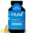 HUM OMG! Omega el gran triple Omega 3 suplemento de aceite de pescado para hombres de mujeres con vitamina E, DHA &amp; EPA, cuidado de piel &amp; tono de piel Apoyo para el corazón &amp; salud cerebral, sin gluten, no GMO, 60 Softgels