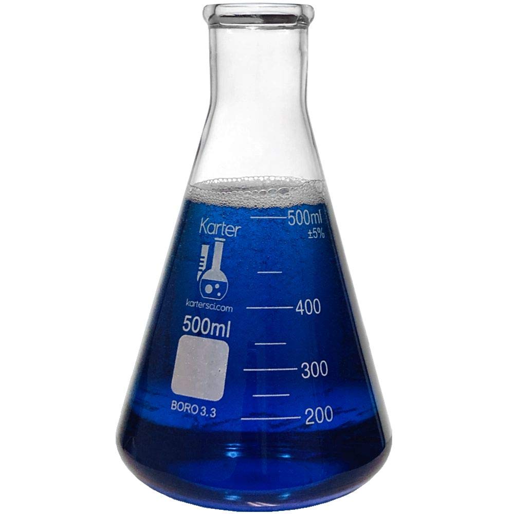 500ml Raza estrecha Erlenmeyer Flask, 3.3 Borosilicate Glass, Karter Scientific 213G29 (Single)