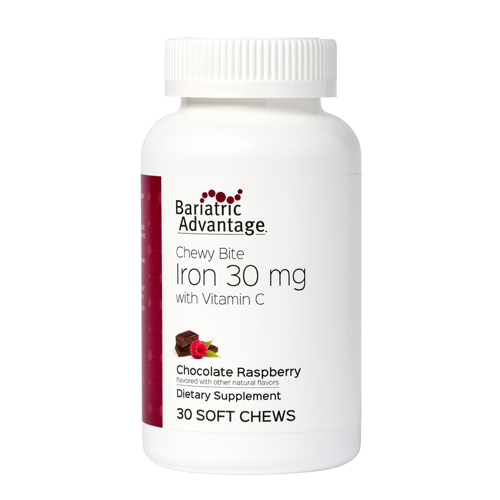Bariatric Advantage Iron Chewy Bite Chocolate Raspberry Truffle (30 mg de hierro, 60 mg de vitamina c) 30 cuentan
