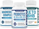 Suplemento Complejo de Magnesio - Citrate, Malate, Taurate, Oxide, Bisglycinate Chelate, Aspartate + Probióticos 60 Billion CFU + Keto BHB Exogenous Ketones Suplemento