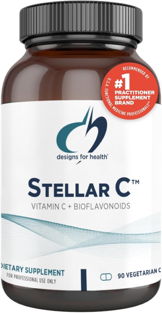 Diseños para la Salud Vitamina Estelar C + Suplementos Quercetina - Citrus Bioflavonoides + Quercetina con Vitamina C y Zinc para el Apoyo Inmunitario mejorado y Absorción Optimal (90 cápsulas)