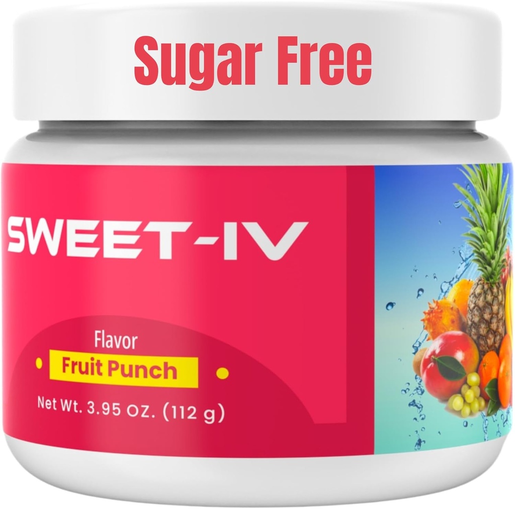 Sweet IV Electrolyte Powder – 3.9g Serving Flavored Drink Mix Magnesium, Copper – 40 Servings Magnesium Powder for Sports Enthusiasts, Athletes – Delicious and Refreshing (Fruit Punch)
