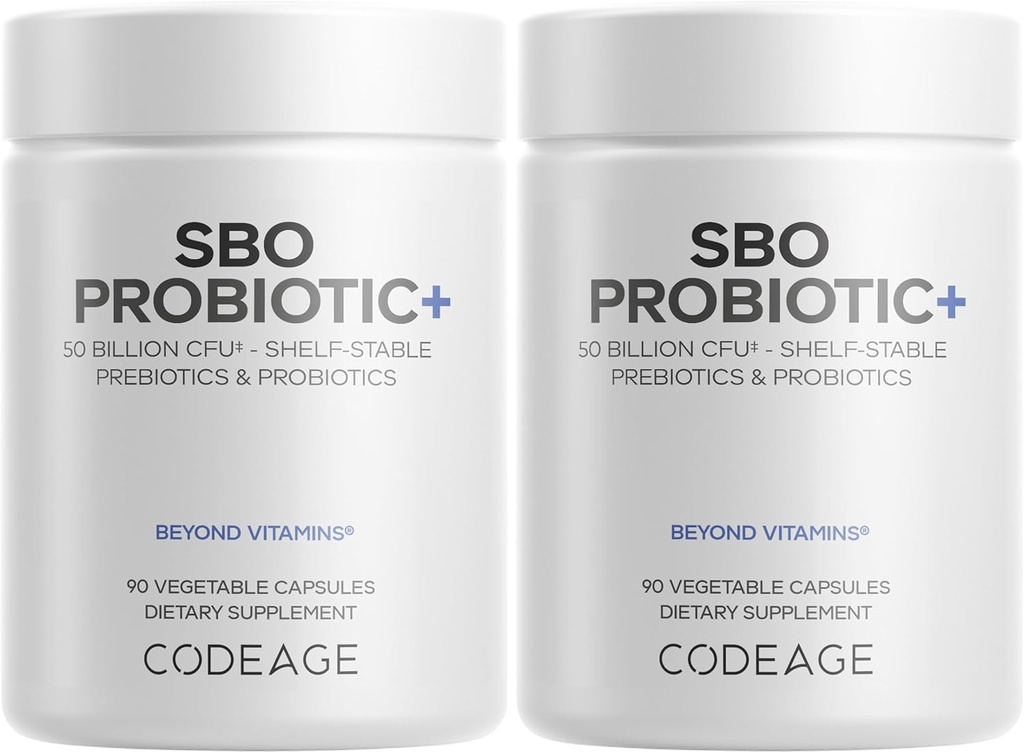 Codeage SBO Probiotics, 50 Billion CFUs Por Serving, Multi Strain Soil Based Organisms Blend and Organic Fermented Botanical Blend, Shelf-Stable - 2 Pack